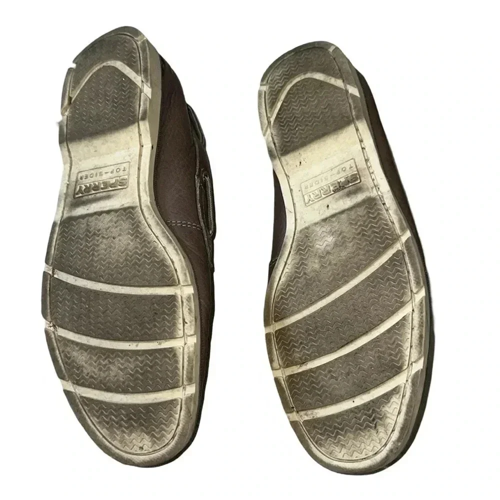 Sperry Gray Leather Boat Shoes Size 10